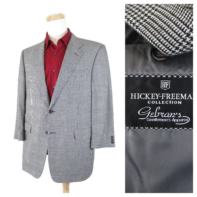 Abrigo deportivo Hickey Freeman Collection para hombre gris Glen a cuadros lana cachemir talla 42R Foto 1 de 4