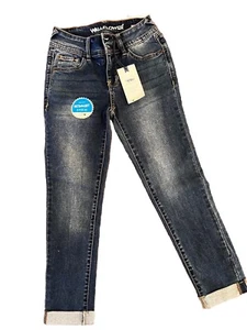 New Wallflower Sz 1/25 Women’s Junior Ultra Fit Crop Jeans Blue Denim Zip NWT - Picture 1 of 10
