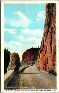 Postcard Wyoming Yellowstone National Park WY Entrance to Golden Gate - Picture 1 of 2
