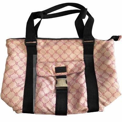 Ralph Lauren Pink Nylon Monogram Tote Duffle Bag Front Pocket With Buckle - Image 1 of 4