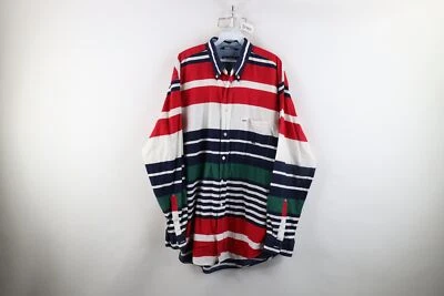 Vintage 90s Nautica Mens XL Faded Striped Color Block Collared Button Down Shirt - Image 1 of 4