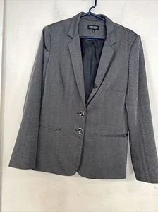 John Meyer Collection Women's Sz 12 Blazer Gray/Blk Houndstooth Print Career - Picture 1 of 4