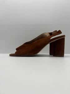 Madewell Shoe The Alana Slingback Sandal Cognac Brown Heels Sandals US 8.5 Suede - Picture 1 of 11