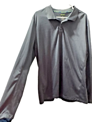 Tek Gear Polo Long Sleeve Mens XL Polyester Grey Gray Button Neck - Image 1 of 4