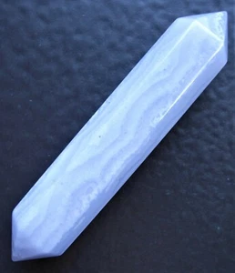 BLUE LACE AGATE CRYSTAL HEALING WAND - Throat Chakra, Stress Relief, Reiki - Picture 1 of 10