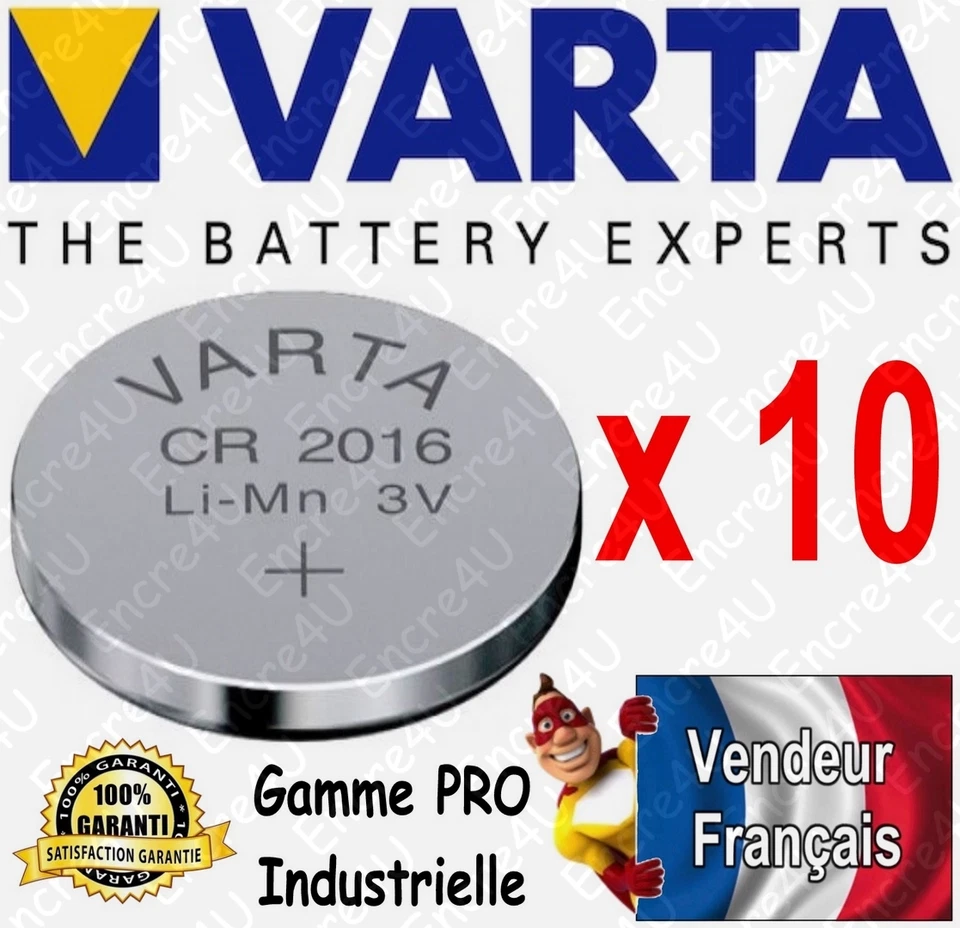 10 piles VARTA Lithium 3V CR2016 BULK - Dispo aussi x2 ou LR6 LR03 CR2032 CR2025 - Photo 1/1