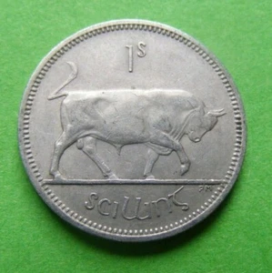 1963 Irish One Shilling Coin Old Ireland 1s Charging Bull - Picture 1 of 2