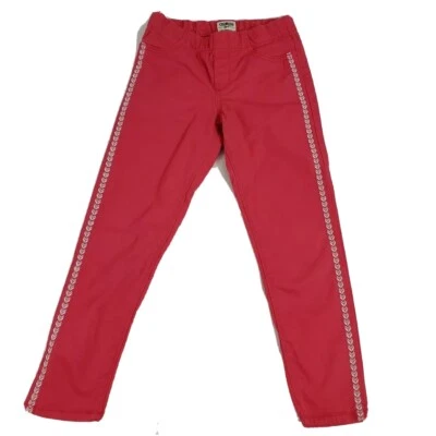 Jeans Oshkosh Pull On Pierna Bordada Niñas 8 Corazones Blancos Rosa Ajustados Foto 1 de 4