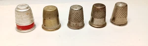 Set of five vintage various thimbles as seen - Picture 1 of 9