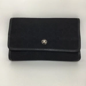Echte Celine "Top Zustand" Vintage Clutch Tasche Canvas Leder schwarz Frankreich - Bild 1 von 13