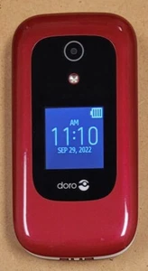 Doro 7050 DFC-0180 - Red and Black ( Consumer Cellular ) 4G VoLTE Flip Phone - Picture 1 of 7