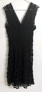 Max Studio Womens Black Stretchy Tank Over Lace Layered Lined Dress Size L - Picture 1 of 16