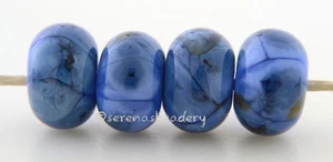 DENIM BLUES Frit * handmade lampwork glass beads TANERES sra steel cobalt - Picture 1 of 2