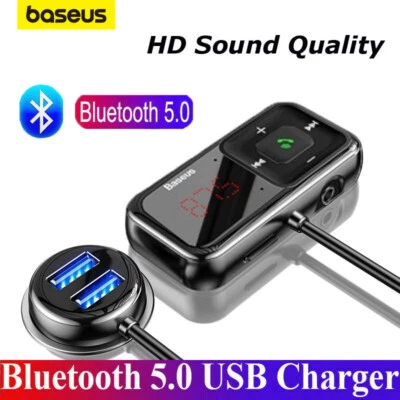 Baseus Handsfree Bluetooth 5.0 FM Transmitter Wireless Car Charger USB Adapter - Image 1 of 4