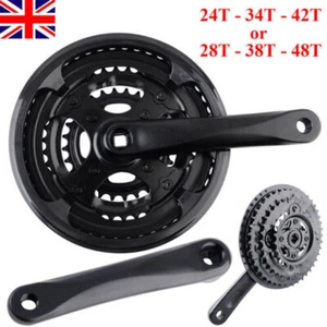 MTB Bike Triple Crankset 170mm 24T-34T-42T 28T-38T-48T Chainring Crank Arm Set - Picture 1 of 12