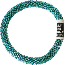 LILY and LAURA "Rainbow Teal Solid" Hand Crocheted Beaded Bracelet ~Nepal~
