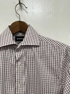 Bonobos Shirt Long sleeve Tailored Fit Button Up White Red Check 14.5/32 - Picture 1 of 12