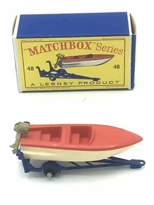 Matchbox 48b Sports Boat Tralier CREAM Hull, in original Type D1 Box - Picture 1 of 6