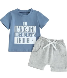 Toddler Baby Boy Clothes Mamas Little Boy Summer 12-18 Months Handsome Blue - Picture 1 of 7