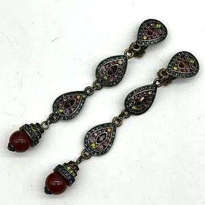 Heidi Daus Dangle Clip On Earrings Autumnal 3.5" LONG - Picture 1 of 10