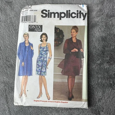Simplicity 8482 Onyx Nite Coat & Shift Dress Pattern Plus Size 18W–24W Uncut - Image 1 of 4