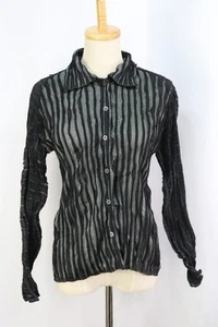 ISSEY MIYAKE Black/Gray Pleats Long Sleeve Blouse Top 144 0486 - Picture 1 of 6