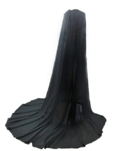 EllieHouse Mantello velo da sposa lungo in chiffon mantello da sposa per sposa nero 3M - Foto 1 di 4