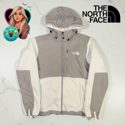 The North Face Womens Large Hooded Retro Denali Fleece Jacket Gray White Coat - Image 1 of 4