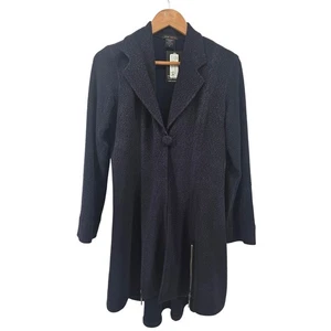 Eva Varro Damenjacke marineblau Kieselsteine strukturiert ein Knopf lang Reißverschlussdetail Small - Bild 1 von 3