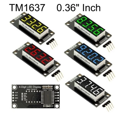 TM1637 0.36" Inch 4 Digit Segments LED Display Red/Green/Blue/Yellow Tube Module - Image 1 of 4
