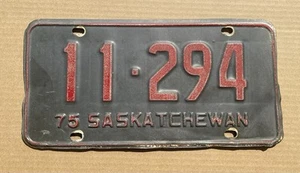 Single 1975 SASKATCHEWAN Canada License Plate #11-294 - Picture 1 of 2