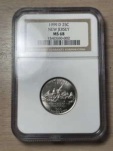1999-P 25C New Jersey NGC MS68 - Washington 50 States Quarters - Picture 1 of 4