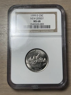 1999-P 25C New Jersey NGC MS68 - Washington 50 States Quarters - Image 1 of 4