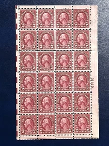 Blocco di 24 francobolli George Washington (2) vintage rari 1932 US 2 centesimi | ROSSO Mint - Foto 1 di 5