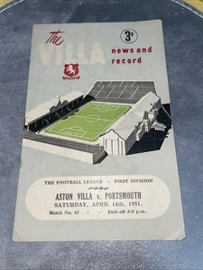 1951 Aston Villa v Portsmouth Football Programme Good Condition 14/04/1951 - Picture 1 of 7