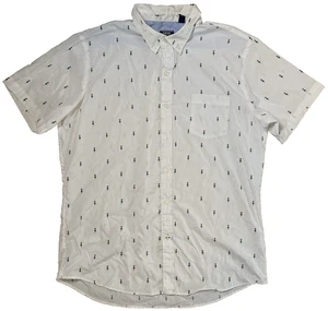 Izod XL X-Large Hula Girl Button Down Polo Shirt White Pocket Short Sleeve Men - Picture 1 of 20