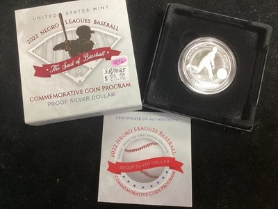 Negro Leagues Baseball Commemorative 2022 P Proof Silver $1 OGP COA #006 - Image 1 of 4