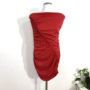 Vestido Anthropologie The Gabbie Rojo Sin Tirantes Acanalado Mini Tubo Nuevo con Etiquetas Para Mujer’s Grande  - Imagen 1 de 12