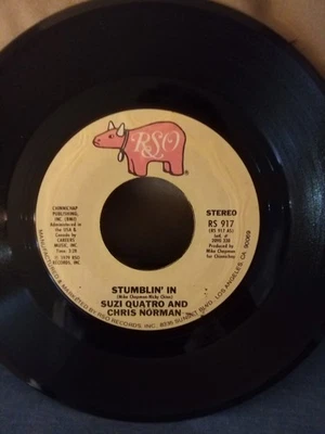 Suzi Quatro and Chris Norman NM 45 rpm "Stumblin' In" on RSO Records VG+ Foto 1 de 2