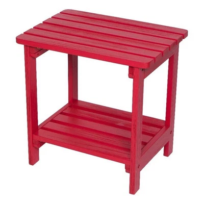 Mesa auxiliar rectangular tradicional de madera Shine Company para interior/exterior en rojo Foto 1 de 4