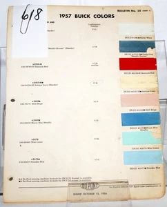 1957 Buick DuPont Paint Chip Set & Spring Colors #618 - Picture 1 of 3
