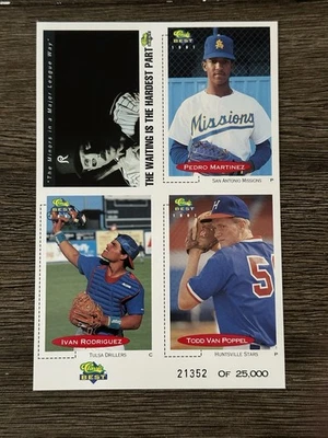 1991 Classic Best Promotional Un-Cut Sheet Schmidt/Martinez/Rodriguez /25000 - Image 1 of 2
