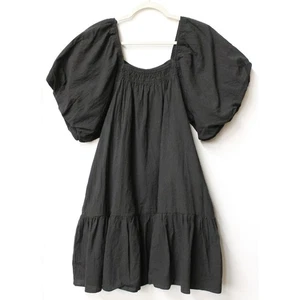 *NEW* ENTRO BLACK PARIS MINI DRESS PUFFY SLEEVES - Picture 1 of 5
