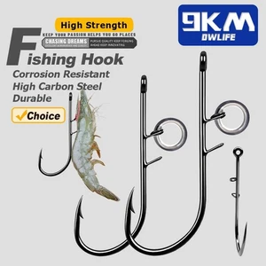 9KM 25Pcs Live Shrimp Hooks High Strength Baitholder Fishing Hooks Offset Hooks - Picture 1 of 10