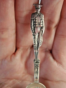Sterling BULLFIGHTER Matador Souvenir Demitasse Spoon AGUA PRIETA SONORA MEXICO - Picture 1 of 18