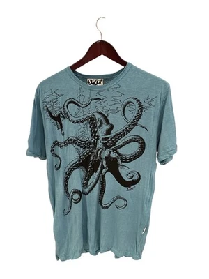 Sure Original Octopus Graphic Mens T-Shirt Medium 100% Cotton Blue - Image 1 of 4