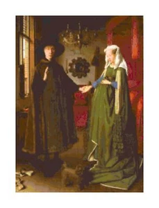 Ritratto d'epoca Arnolfini arte contato modello punto croce punto ago - Foto 1 di 1