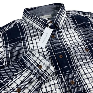 Outerknown Blanket Shirt Mens Size M Organic Cotton Navy & White Plaid NWT $148 - Picture 1 of 11