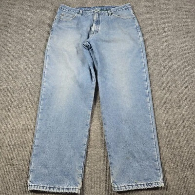 Vintage Baggy LL Bean Jeans Mens 36x30 Blue Denim Flannel Lined Workwear Winter - Image 1 of 4
