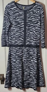 Nine West Pullover Kleid Damen Größe M schwarz weiß 3/4 Ärmel Strick Passform & Flare - Bild 1 von 24